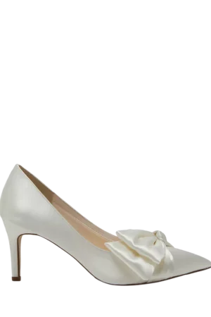 Rainbow Club Arabella Mid Bow Detail Bridal Court Shoes, Ivory