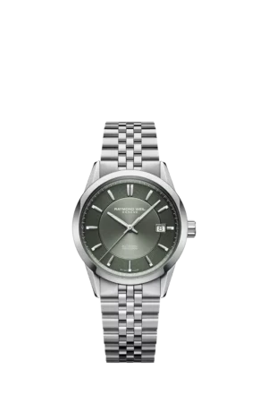 Raymond Weil Men's Freelancer 38 Automatic Date Bracelet Strap Watch, Silver/Green