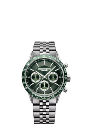 Raymond Weil Men's Freelancer Chronograph Automatic Bracelet Strap Watch, Silver/Green