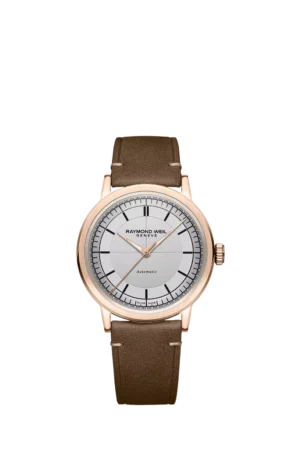 Raymond Weil Men's Millesime 39.5 Automatic Leather Strap Watch, Rose