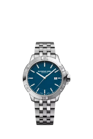Raymond Weil Men's Tango 41 Date Bracelet Strap Watch, Silver/Blue