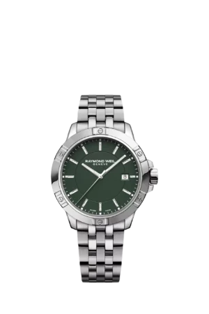 Raymond Weil Men's Tango 41 Date Bracelet Strap Watch, Silver/Green