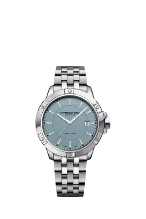 Raymond Weil Men's Tango 41 Date Bracelet Strap Watch, Silver/Sky Blue