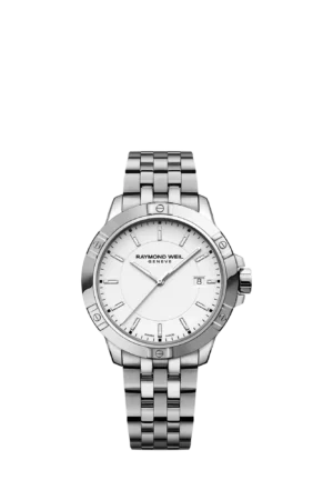 Raymond Weil Men's Tango 41 Date Bracelet Strap Watch, Silver/White