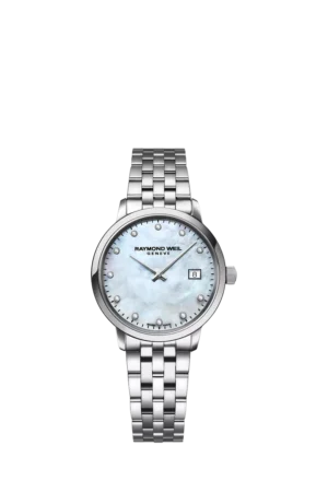 Raymond Weil Women's Toccata 29 Mother of Pearl Diamond Date Bracelet Strap Watch