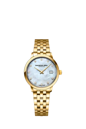 Raymond Weil Women's Toccata 29 Mother of Pearl Diamond Date Bracelet Strap Watch