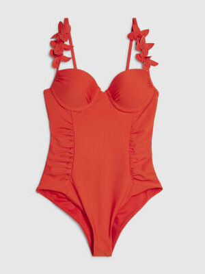Red Flower Detail Swimsuit