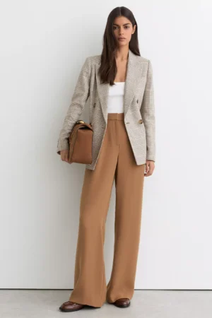 Reiss Maxwell Double Breasted Check Blazer, Neutral