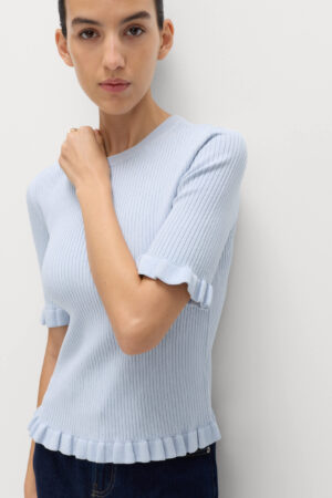 Ribbed Frill Detail Knitted Top