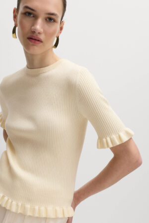 Ribbed Frill Detail Knitted Top