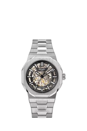 Rotary GB05495/04 Men's Regent Skeleton Bracelet Strap Watch, Silver