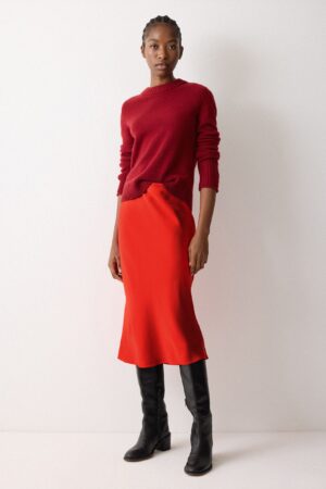 Satin Bias Midi Slip Skirt