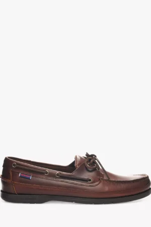 Sebago Schooner Waxed Leather Boat Shoes, Brown Gum