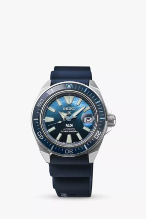 Seiko SRPJ93K1 Men's Prospex Great Blue Samurai Scuba PADI Special Edition Silicone Strap Watch, Blue