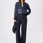 Striped High Waisted Straight Leg Jeans