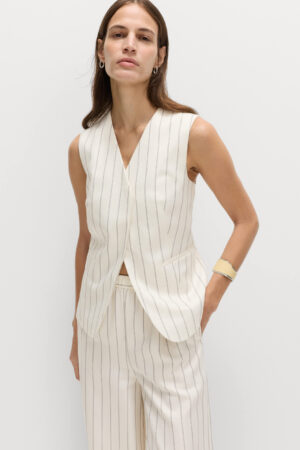 Striped V-Neck Longline Waistcoat