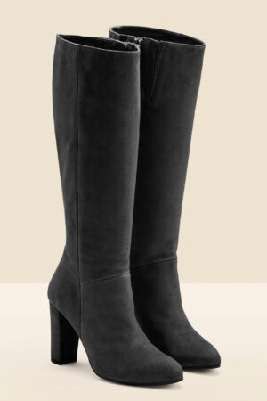Suede Block Heel Knee High Boots