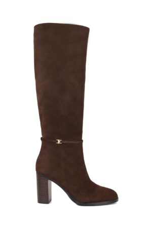 Suede Block Heel Knee High Boots