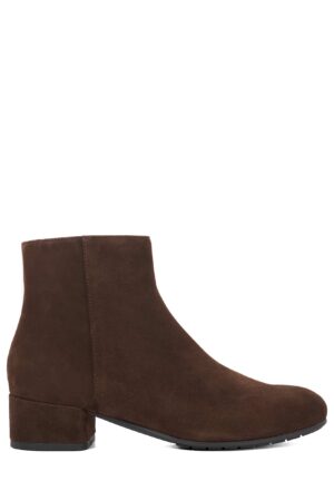 Suede Block Heel Round Toe Ankle Boots