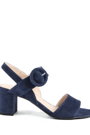 Suede Buckle Ankle Strap Block Heel Sandals