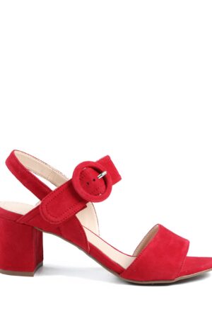 Suede Buckle Ankle Strap Block Heel Sandals