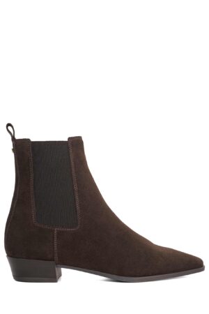 Suede Chelsea Block Heel Ankle Boots