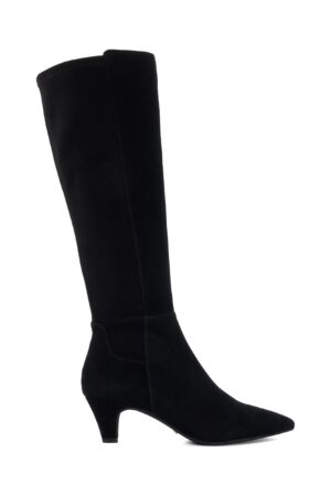 Suede Kitten Heel Knee Wide Fit High Boots