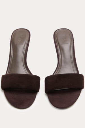 Suede Kitten Heel Open Toe Mules