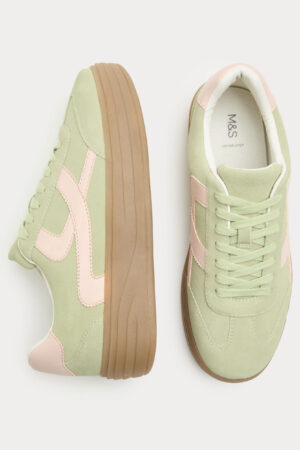 Suede Side Detail Platform Trainers