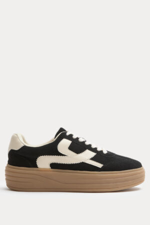 Suede Side Detail Platform Trainers