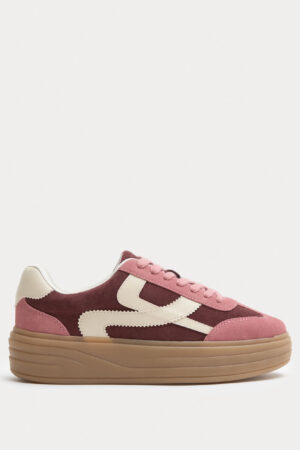 Suede Side Detail Platform Trainers