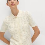 Textured Collared Fitted Cardigan