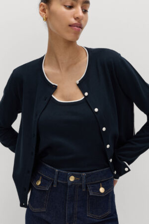 Tipped Detail Slim Fit Cardigan