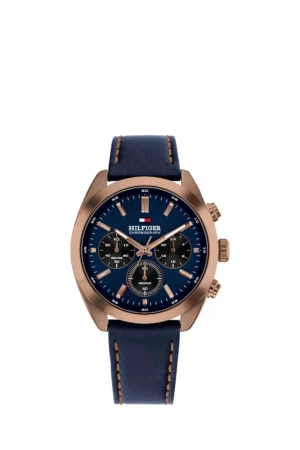 Tommy Hilfiger 1710721 Men's Chronograph Leather Strap Watch, Blue