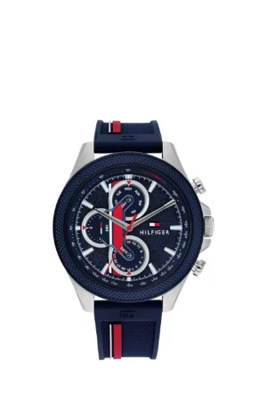 Tommy Hilfiger 1792083 Men's Chronograph Silicone Strap Watch, Navy