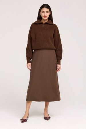 Twill Midi A-Line Skirt