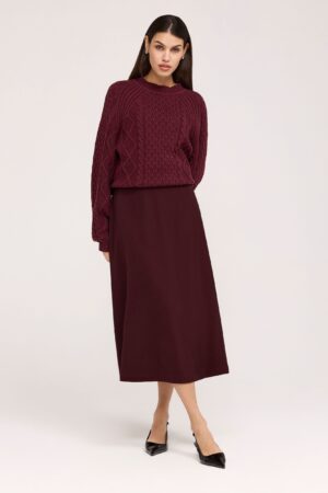 Twill Midi A-Line Skirt