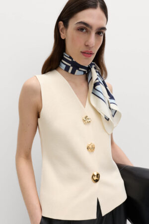 V-Neck Button Front Knitted Waistcoat