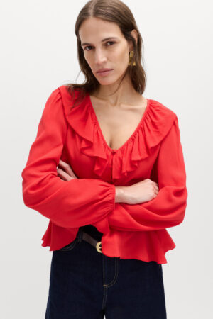 Waisted Ruffle Blouse