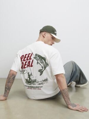 White Oversized Fit Reel Deal Fish T-Shirt