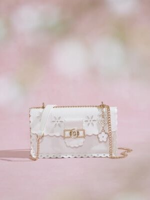 White Scalloped Edge Shoulder Bag