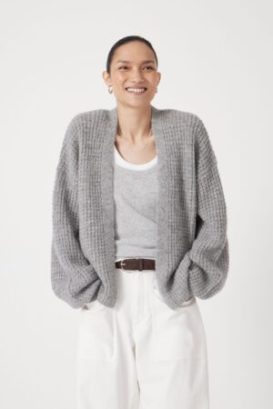 Wool Blend Textured Relaxed Cardigan